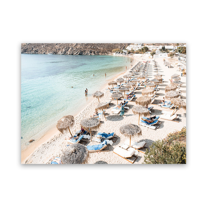 Shop Mykonos Beach II Photo Canvas Art Print-Brown, Coastal, Greece, Horizontal, Landscape, Neutrals, Photography, Photography Canvas Prints, Rectangle, View All-framed wall decor artwork