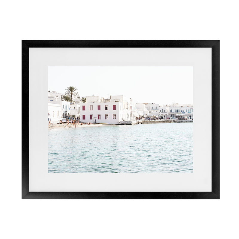 Shop Mykonos Town I Photo Art Print-Coastal, Greece, Horizontal, Landscape, Photography, Rectangle, View All, White-framed poster wall decor artwork