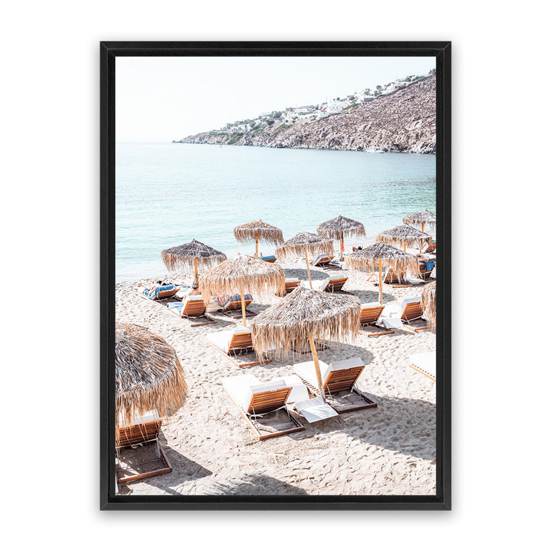 Shop Mykonos Beach IV Photo Canvas Art Print-Boho, Brown, Coastal, Greece, Neutrals, Photography, Photography Canvas Prints, Portrait, Rectangle, View All-framed wall decor artwork