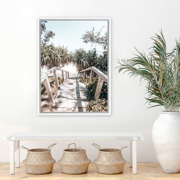 Shop Byron Bay Stairs Photo Canvas Art Print-Coastal, Green, Photography, Photography Canvas Prints, Portrait, Rectangle, Tropical, View All-framed wall decor artwork