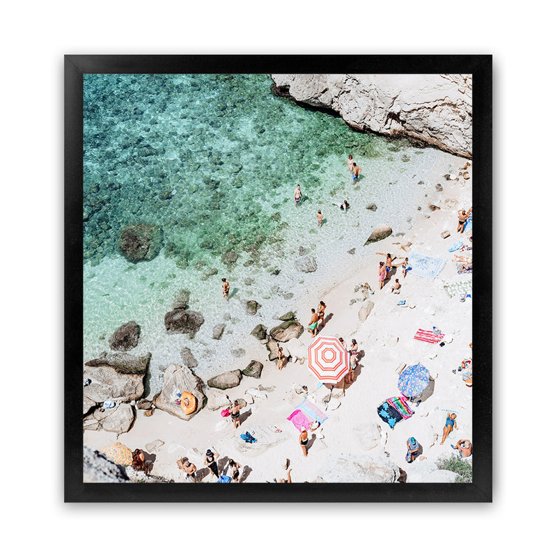 Shop Salento Beach Day Swims I (Square) Photo Art Print-Amalfi Coast Italy, Blue, Coastal, Green, Neutrals, Photography, Square, View All-framed poster wall decor artwork