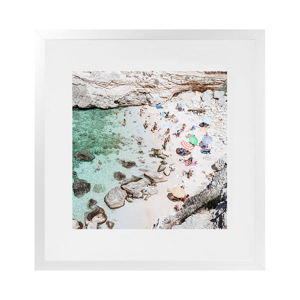 Shop Salento Beach Day Swims II (Square) Photo Art Print-Amalfi Coast Italy, Blue, Coastal, Green, Photography, Square, View All-framed poster wall decor artwork