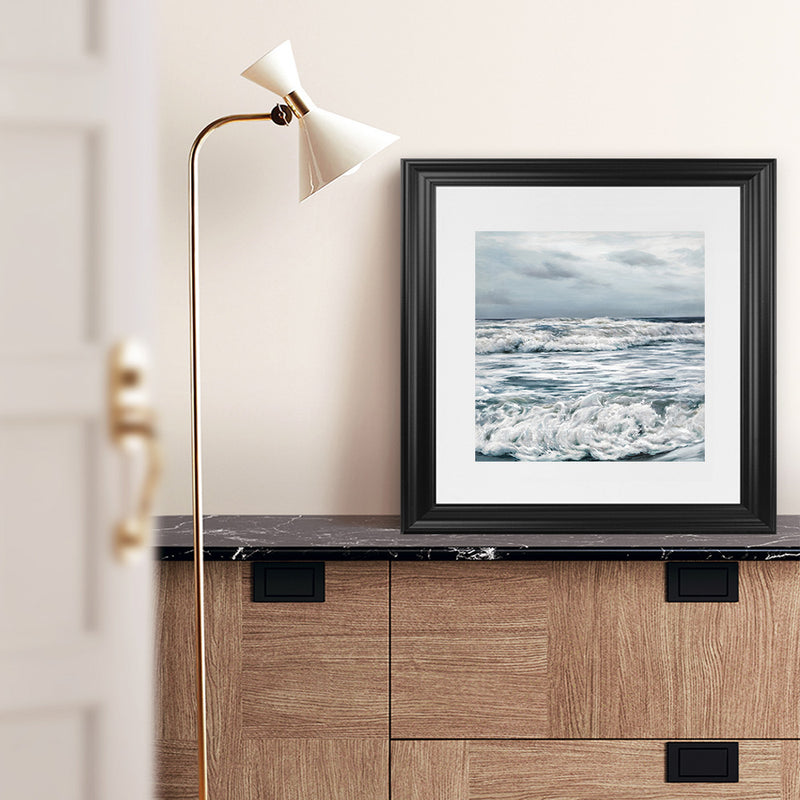 Shop Evening Swell (Square) Art Print-Blue, Coastal, Grey, Square, View All-framed painted poster wall decor artwork