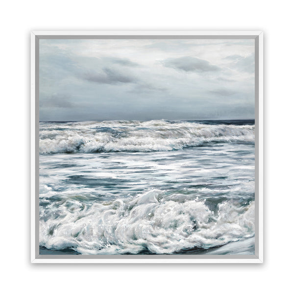 Shop Evening Swell (Square) Canvas Art Print-Blue, Coastal, Grey, Square, View All-framed wall decor artwork