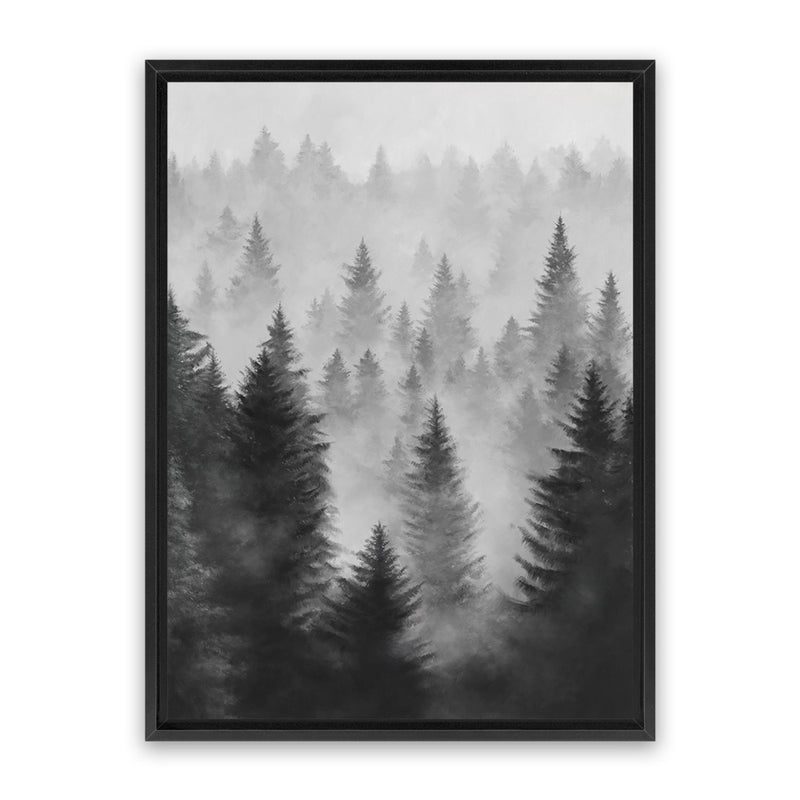 Shop Misty Forest Canvas Art Print-Black, Botanicals, Grey, Nature, Portrait, Rectangle, View All-framed wall decor artwork