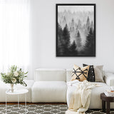 Shop Misty Forest Canvas Art Print-Black, Botanicals, Grey, Nature, Portrait, Rectangle, View All-framed wall decor artwork