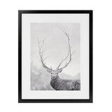 Shop Winter Elk Art Print-Animals, Black, Grey, Hamptons, Nature, Portrait, Rectangle, View All-framed painted poster wall decor artwork