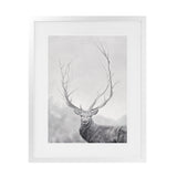 Shop Winter Elk Art Print-Animals, Black, Grey, Hamptons, Nature, Portrait, Rectangle, View All-framed painted poster wall decor artwork