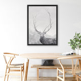 Shop Winter Elk Canvas Art Print-Animals, Black, Grey, Hamptons, Nature, Portrait, Rectangle, View All-framed wall decor artwork