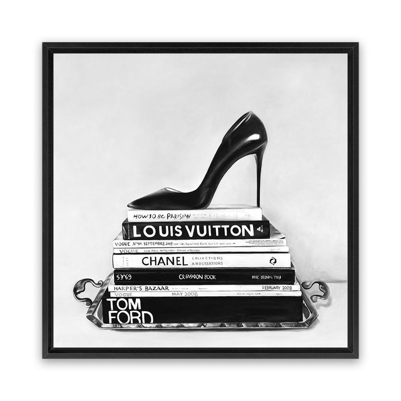 Shop Runway Reads (Square) Canvas Art Print-Black, Grey, Hamptons, Scandinavian, Square, View All-framed wall decor artwork