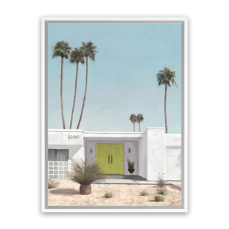 Shop Palm Springs Doorway 1 Canvas Art Print-Blue, Coastal, Green, Portrait, Rectangle, Tropical, View All-framed wall decor artwork