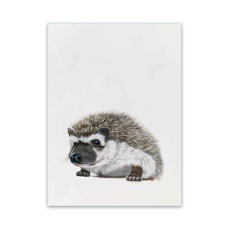 Shop Baby Hedgehog Canvas Art Print-Animals, Baby Nursery, Brown, Neutrals, Portrait, Rectangle, View All-framed wall decor artwork