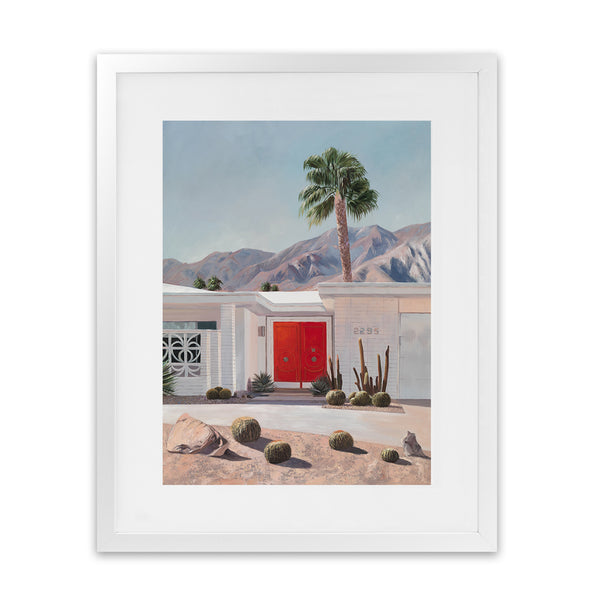 Shop Palm Springs Doorway 4 Art Print-Blue, Boho, Coastal, Nature, Orange, Portrait, Tropical, View All-framed painted poster wall decor artwork