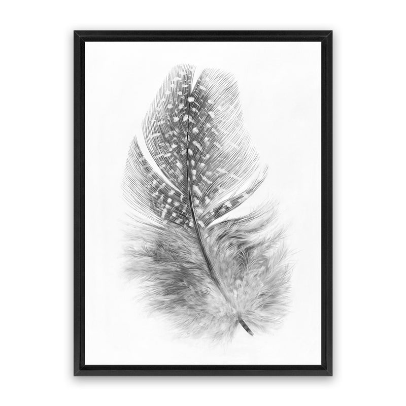 Shop Feather Canvas Art Print-Birds, Grey, Portrait, Rectangle, Scandinavian, View All, White-framed wall decor artwork
