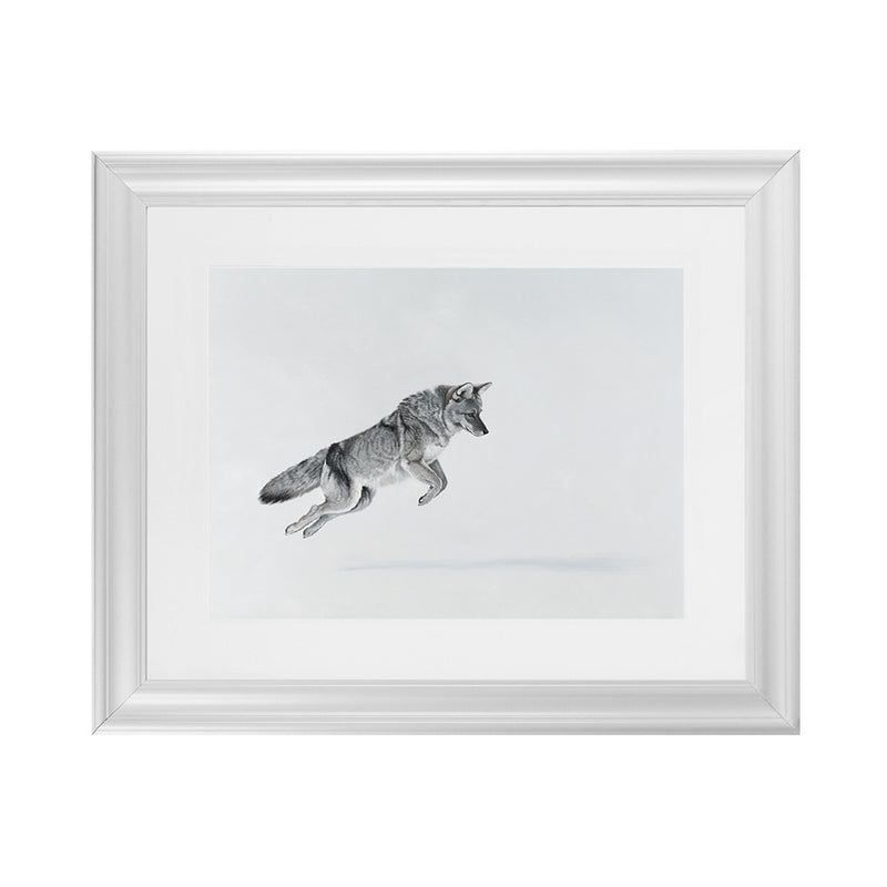 Shop Snow Fox Art Print-Animals, Grey, Horizontal, Landscape, Neutrals, Rectangle, Scandinavian, View All-framed painted poster wall decor artwork