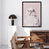 Shop Milly The Umbrella Cockatoo - Pink Canvas Art Print-Animals, Baby Nursery, Birds, Pink, Portrait, View All-framed wall decor artwork