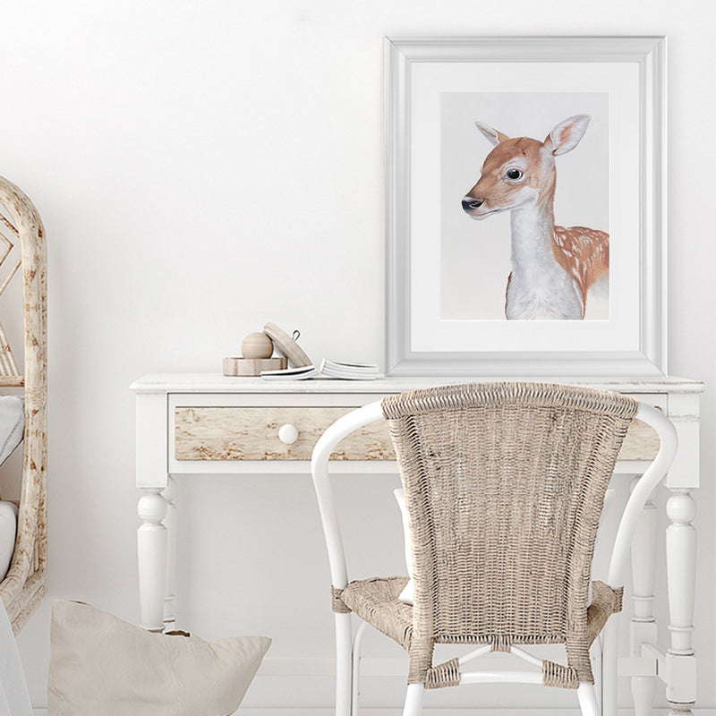 Shop Baby Deer II Art Print-Animals, Brown, Portrait, View All-framed painted poster wall decor artwork