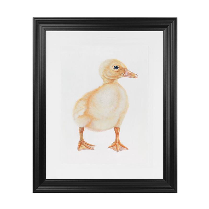 Shop Baby Duckling Art Print-Animals, Baby Nursery, Birds, Portrait, Rectangle, View All, Yellow-framed painted poster wall decor artwork
