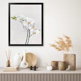 Shop White Orchid Stems Art Print-Botanicals, Florals, Portrait, Rectangle, View All, White-framed painted poster wall decor artwork