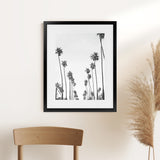 Shop California Palms B&W Art Print-Black, Botanicals, Coastal, Grey, Portrait, Tropical, View All, White-framed painted poster wall decor artwork
