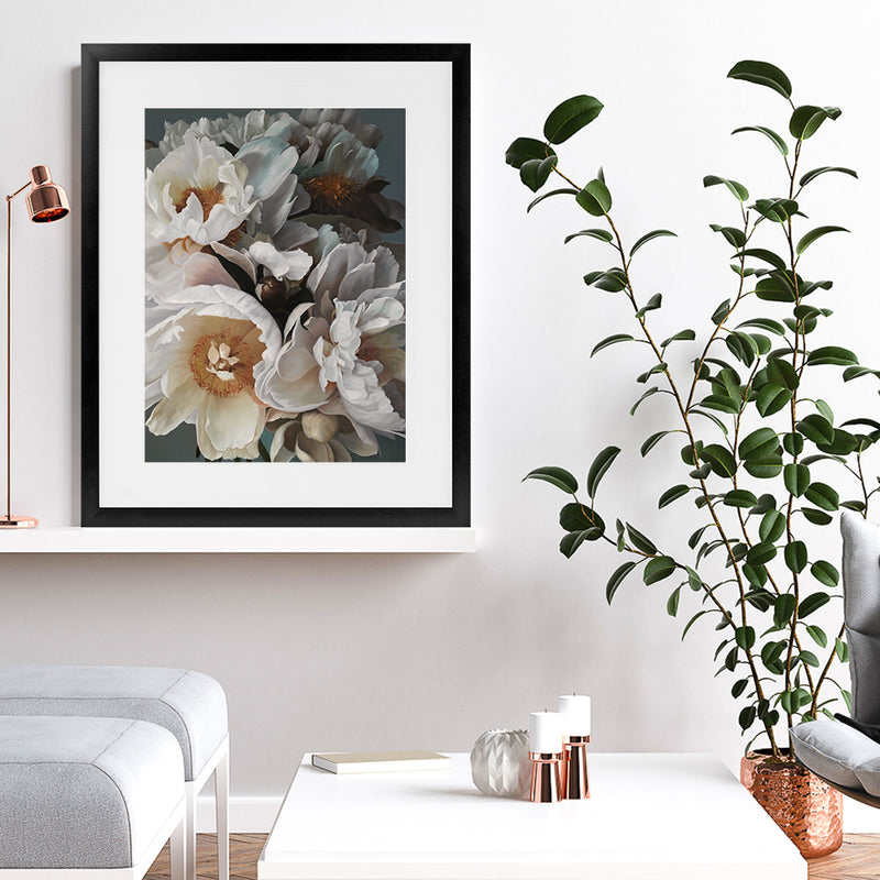 Shop Spring Bouquet Art Print-Botanicals, Florals, Grey, Portrait, Rectangle, View All, White-framed painted poster wall decor artwork