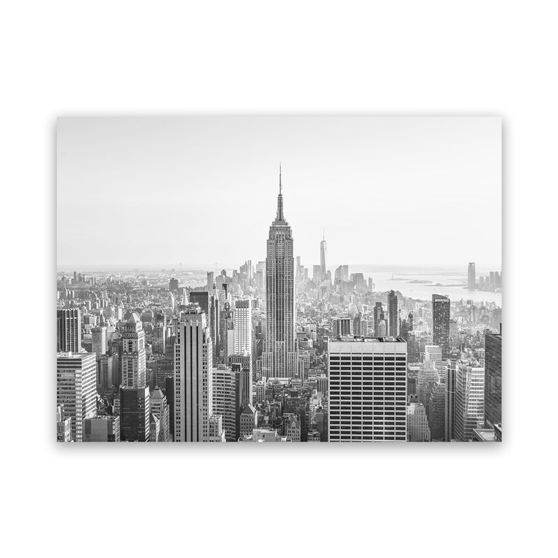 Shop NYC Skyline B&W Photo Canvas Art Print-Black, Grey, Landscape, Photography, Photography Canvas Prints, Scandinavian, View All, White-framed wall decor artwork