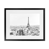 Shop Paris Skyline B&W Photo Art Print-Black, Grey, Horizontal, Landscape, Photography, Rectangle, Scandinavian, View All, White-framed poster wall decor artwork