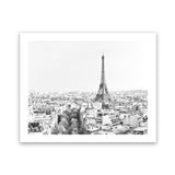 Shop Paris Skyline B&W Photo Art Print-Black, Grey, Horizontal, Landscape, Photography, Rectangle, Scandinavian, View All, White-framed poster wall decor artwork