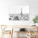 Shop Paris Skyline B&W Photo Canvas Art Print-Black, Grey, Horizontal, Landscape, Photography, Photography Canvas Prints, Rectangle, Scandinavian, View All, White-framed wall decor artwork