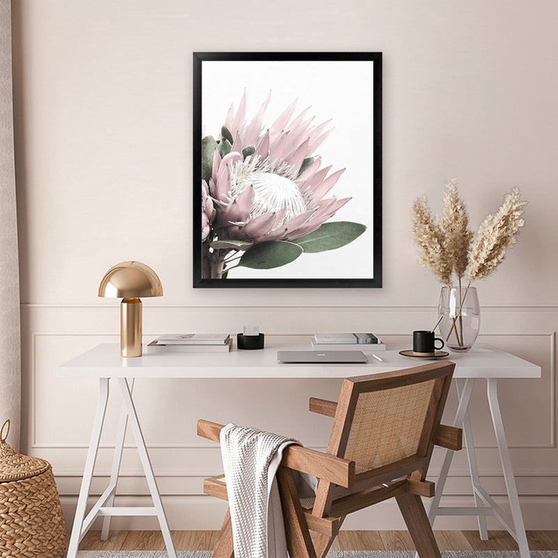 Shop Protea 2 Photo Art Print-Botanicals, Florals, Photography, Pink, Portrait, Rectangle, View All, White-framed poster wall decor artwork