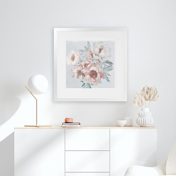 Shop Pastel Bouquet (Square) Art Print-Botanicals, Florals, Hamptons, Pink, Square, View All-framed painted poster wall decor artwork