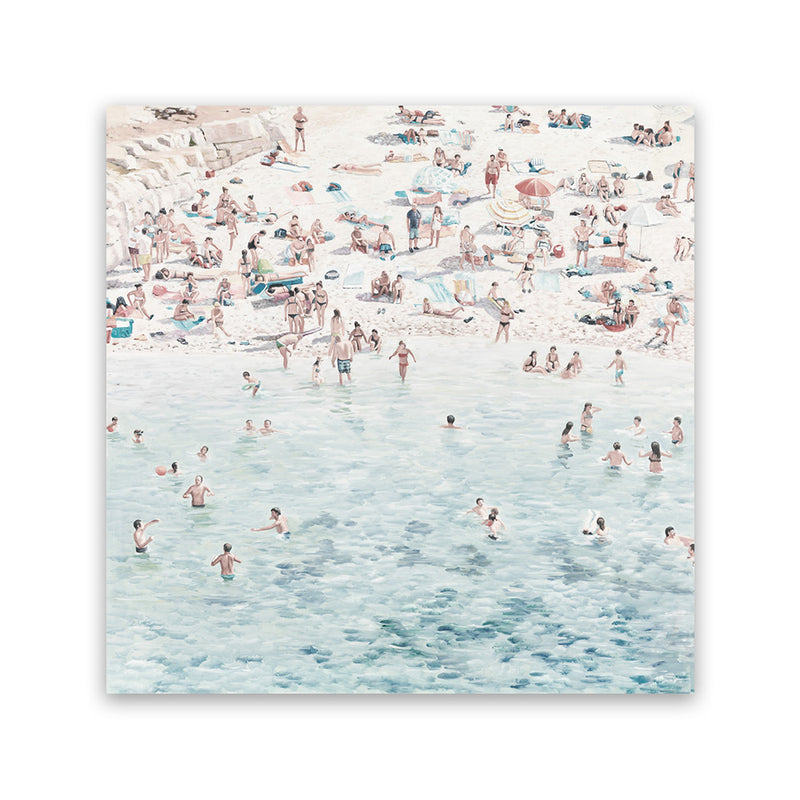 Shop Summer Scene (Square) Canvas Art Print-Blue, Coastal, Neutrals, People, Square, View All-framed wall decor artwork