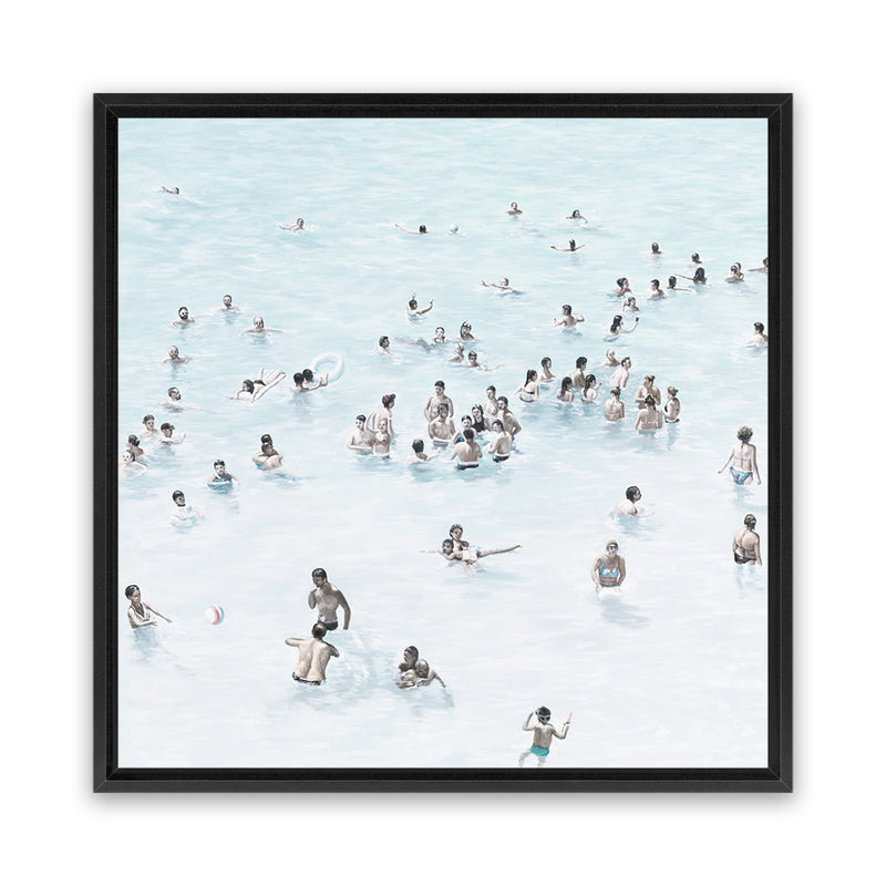 Shop Swimmers (Square) Canvas Art Print-Coastal, People, Square, View All, White-framed wall decor artwork