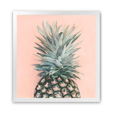 Shop Pink Pineapple (Square) Art Print-Green, Orange, Square, Tropical, View All, Yellow-framed painted poster wall decor artwork