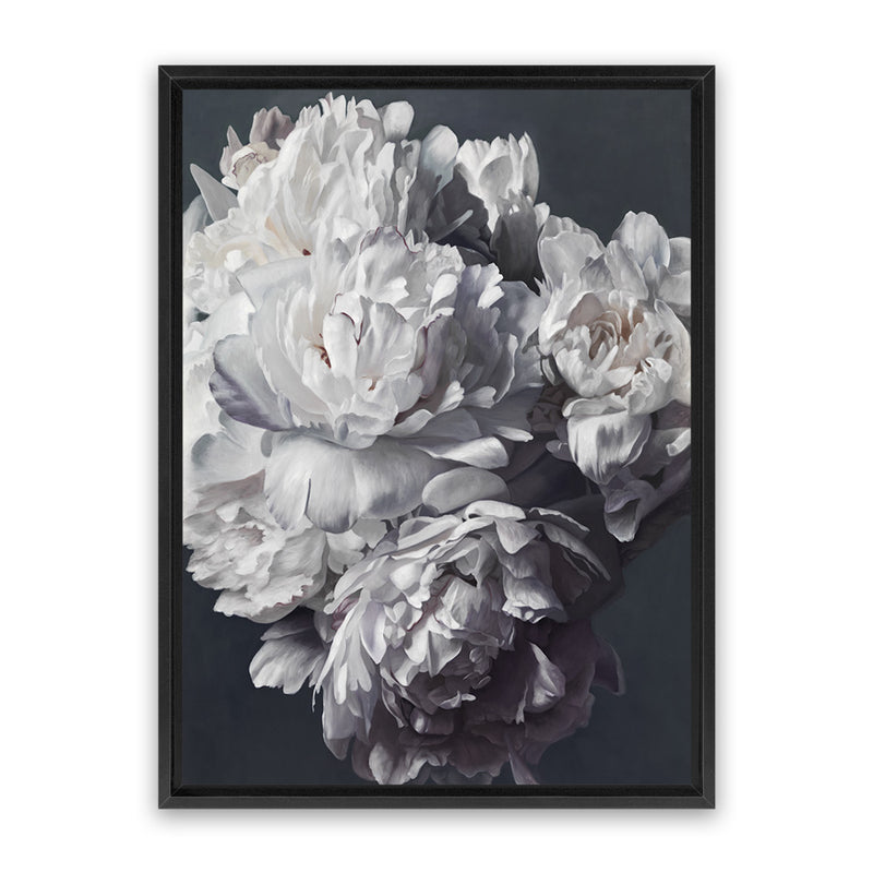 Shop Les Fleurs Canvas Art Print-Blue, Botanicals, Florals, Portrait, Rectangle, View All, White-framed wall decor artwork