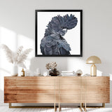 Shop Theo The Black Cockatoo (Square) Art Print-Animals, Birds, Black, Grey, Square, View All-framed painted poster wall decor artwork