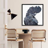 Shop Theo The Black Cockatoo (Square) Canvas Art Print-Animals, Birds, Black, Grey, Square, View All-framed wall decor artwork