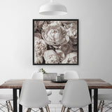 Shop White Peony Buds (Square) Canvas Art Print-Botanicals, Florals, Neutrals, Square, View All, White-framed wall decor artwork