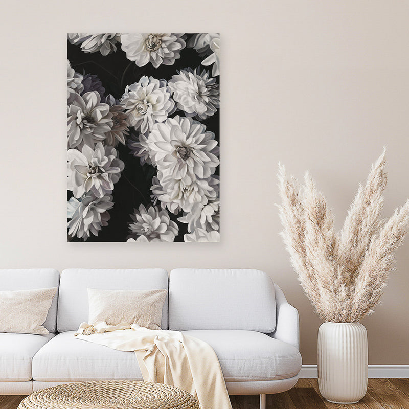 Shop Vintage Blooms II Canvas Art Print-Black, Botanicals, Florals, Portrait, Rectangle, View All-framed wall decor artwork