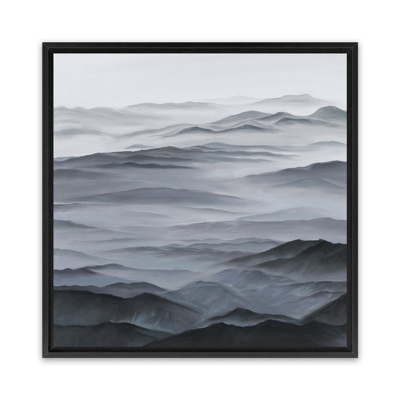 Shop Abstract Mountain Range I (Square) Canvas Art Print-Black, Coastal, Grey, Nature, Scandinavian, Square, View All-framed wall decor artwork