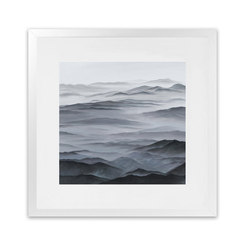 Shop Abstract Mountain Range I (Square) Art Print-Black, Coastal, Grey, Nature, Scandinavian, Square, View All-framed painted poster wall decor artwork