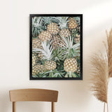 Shop Painted Pineapples Art Print-Green, Portrait, Rectangle, Tropical, View All, Yellow-framed painted poster wall decor artwork