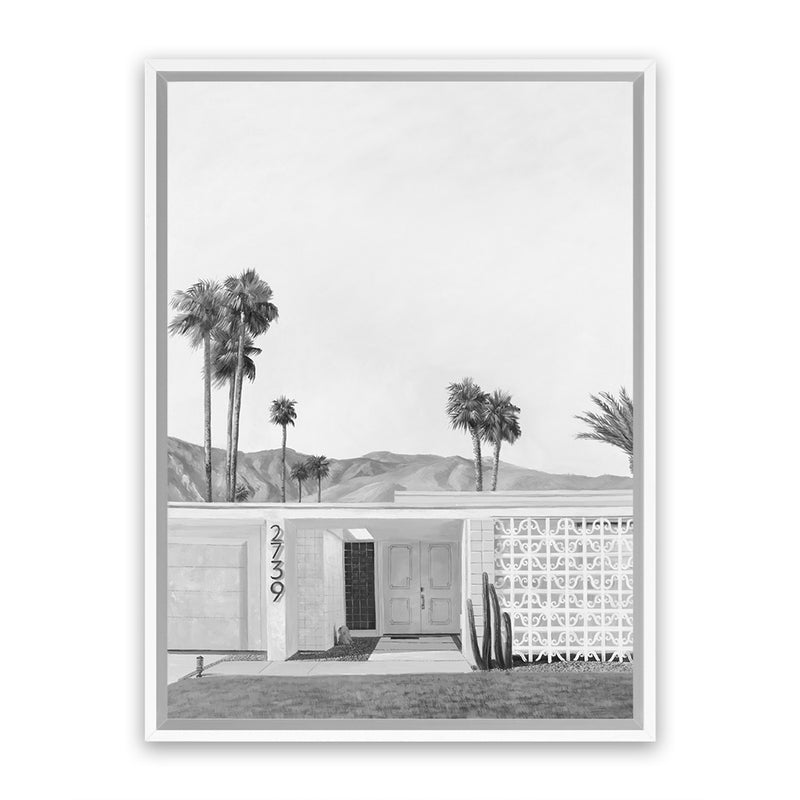 Shop Palm Springs Doorway 5 B&W Canvas Art Print-Black, Coastal, Grey, Neutrals, Portrait, Rectangle, Tropical, View All, White-framed wall decor artwork