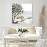 Shop Palm Tree Views (Square) Canvas Art Print-Coastal, Green, Neutrals, Square, Tropical, View All-framed wall decor artwork