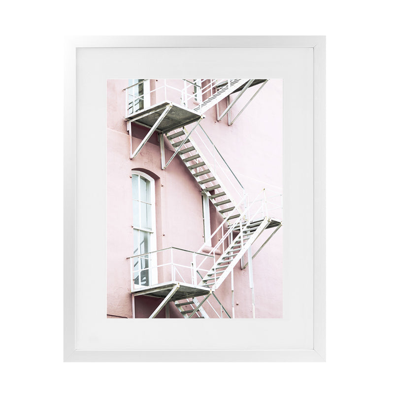 Shop Pink Building Photo Art Print-Photography, Pink, Portrait, Rectangle, Scandinavian, View All-framed poster wall decor artwork