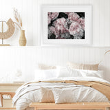 Shop Pink Blooms II Art Print-Black, Botanicals, Florals, Horizontal, Landscape, Pink, Rectangle, View All-framed painted poster wall decor artwork