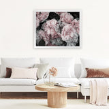 Shop Pink Blooms II Art Print-Black, Botanicals, Florals, Horizontal, Landscape, Pink, Rectangle, View All-framed painted poster wall decor artwork