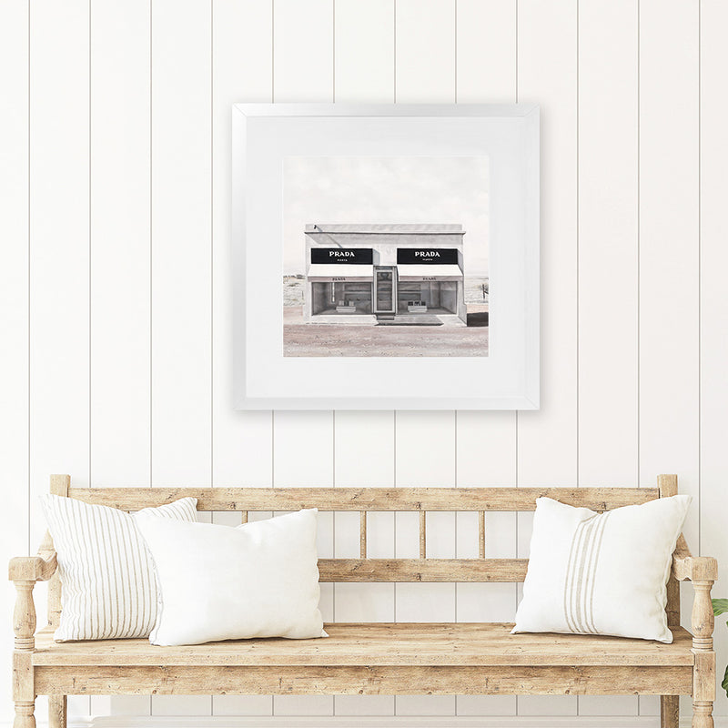 Shop Marfa (Square) Art Print-Hamptons, Neutrals, Scandinavian, Square, Tropical, View All, White-framed painted poster wall decor artwork