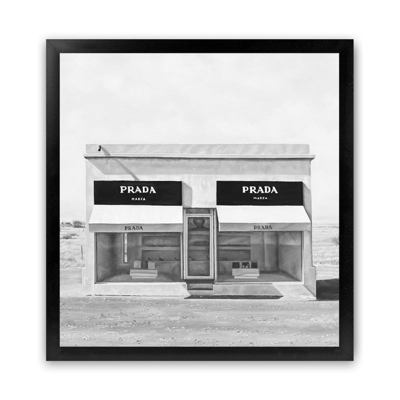 Shop Black & White Marfa (Square) Art Print-Black, Grey, Hamptons, Scandinavian, Square, View All, White-framed painted poster wall decor artwork