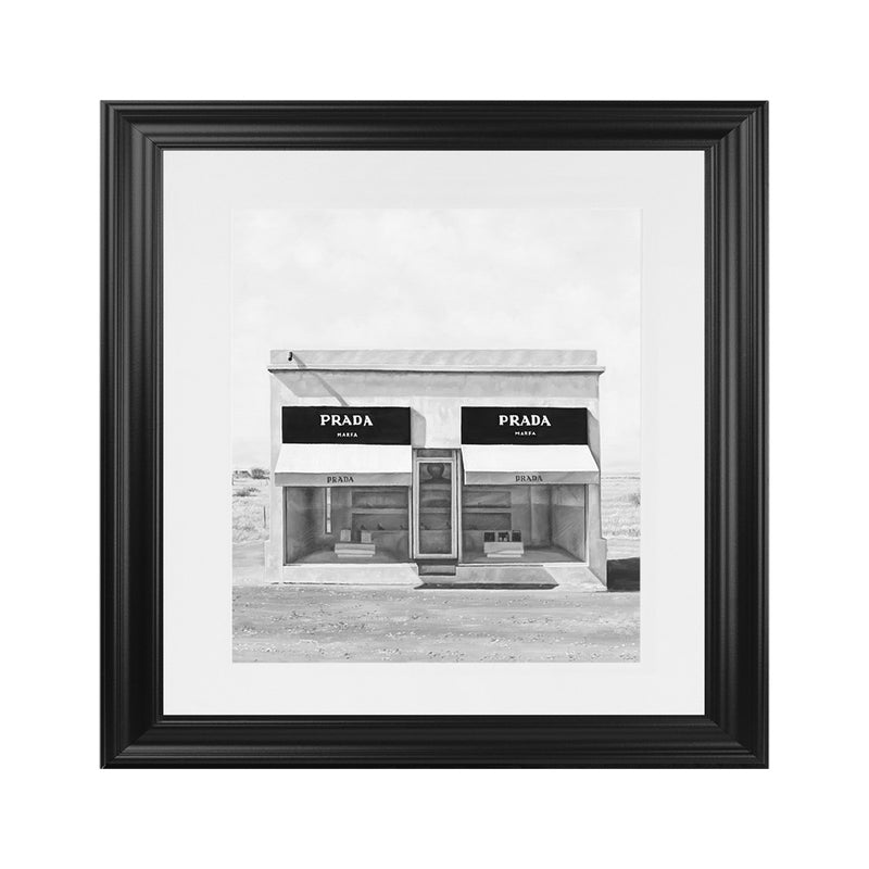 Shop Black & White Marfa (Square) Art Print-Black, Grey, Hamptons, Scandinavian, Square, View All, White-framed painted poster wall decor artwork
